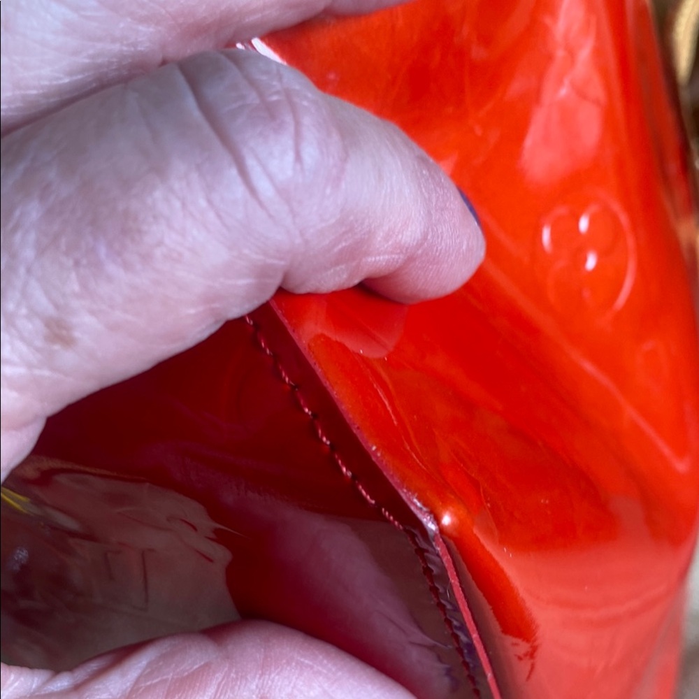 Louis Vuitton Red and Brown Patent Leather Tote - Picture 8 of 15